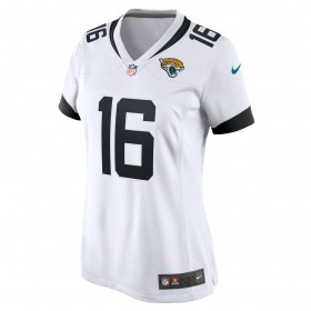 Camiseta  Mujer Jacksonville Jaguars Trevor Lawrence 16 Nike Blanco 2021 NFL Draft